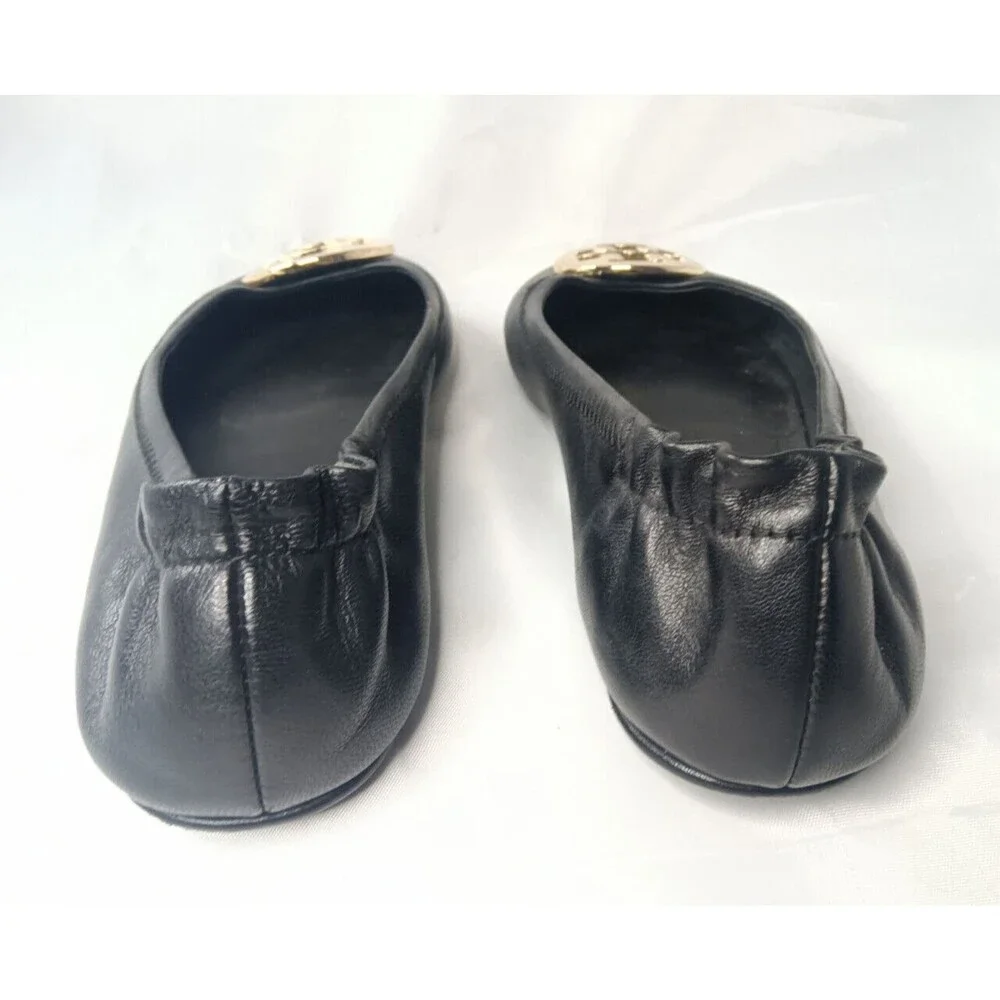 Tory Burch Minnie Travel Ballet Shoes Women's Size 6~Black/Gold_7